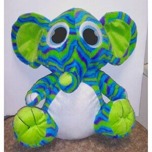 Large Elephant Plush toy Stuffed animal 16" green blue purple SWIRLED unique